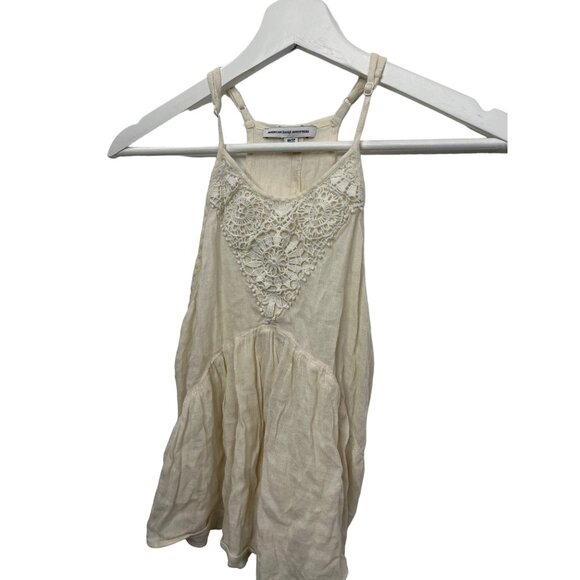 American Eagle XS Crochet Tank Top Cream Lace Boho Festival Summer - Picture 10 of 10